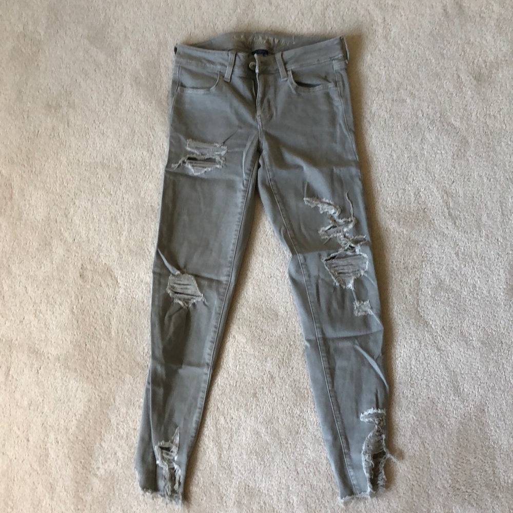 American Eagle Grey Ripped Jeans